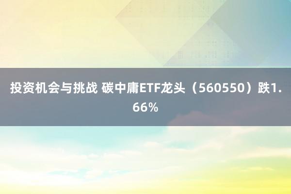 投资机会与挑战 碳中庸ETF龙头（560550）跌1.66%