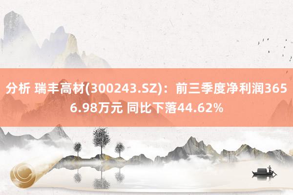 分析 瑞丰高材(300243.SZ)：前三季度净利润3656.98万元 同比下落44.62%