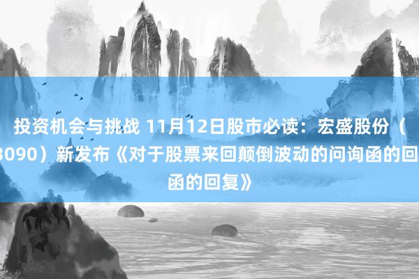 投资机会与挑战 11月12日股市必读：宏盛股份（603090）新发布《对于股票来回颠倒波动的问询函的回复》