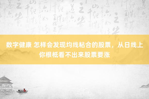 数字健康 怎样会发现均线粘合的股票，从日线上你根柢看不出来股票要涨