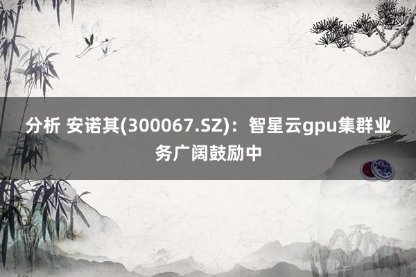 分析 安诺其(300067.SZ)：智星云gpu集群业务广阔鼓励中