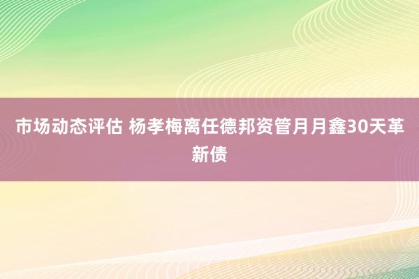 市场动态评估 杨孝梅离任德邦资管月月鑫30天革新债