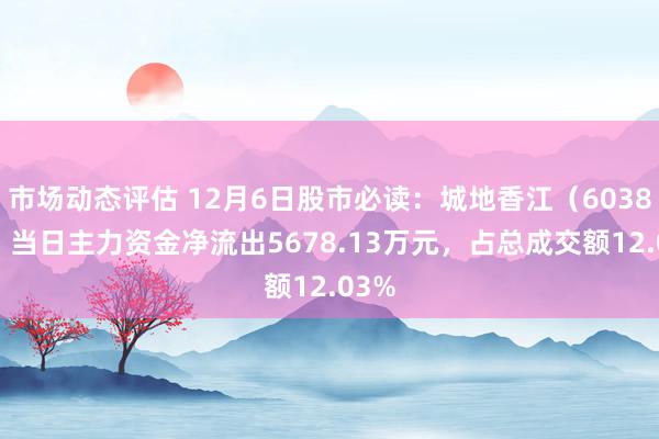 市场动态评估 12月6日股市必读：城地香江（603887）当日主力资金净流出5678.13万元，占总成交额12.03%