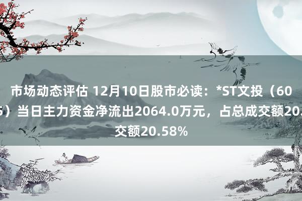 市场动态评估 12月10日股市必读：*ST文投（600715）当日主力资金净流出2064.0万元，占总成交额20.58%