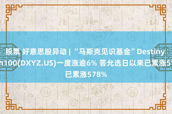 股票 好意思股异动 | “马斯克见识基金”Destiny Tech100(DXYZ.US)一度涨逾6% 答允选日以来已累涨578%