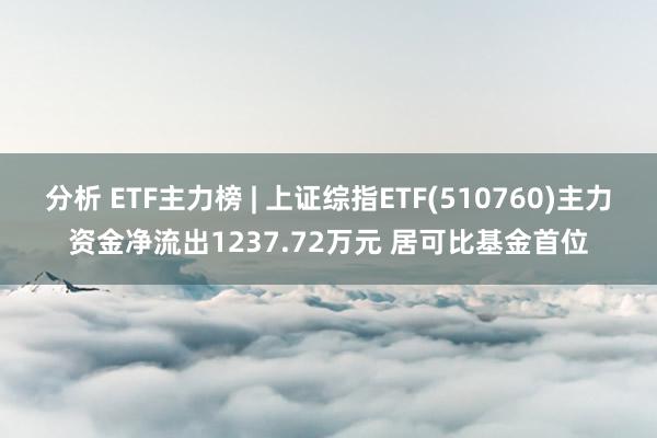 分析 ETF主力榜 | 上证综指ETF(510760)主力资金净流出1237.72万元 居可比基金首位