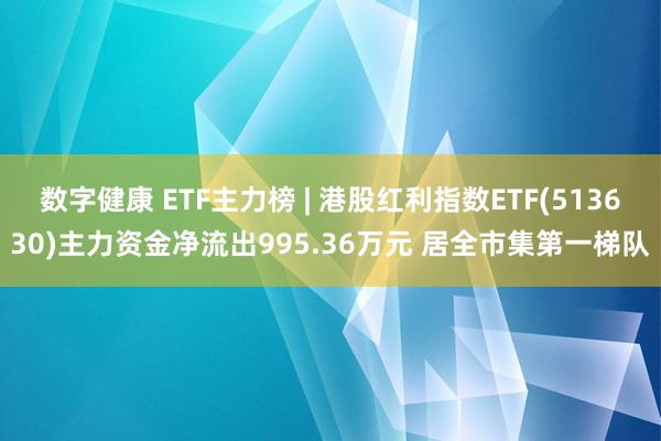 数字健康 ETF主力榜 | 港股红利指数ETF(513630)主力资金净流出995.36万元 居全市集第一梯队