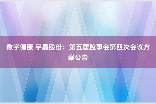 数字健康 宇晶股份：第五届监事会第四次会议方案公告