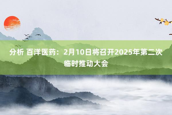 分析 百洋医药：2月10日将召开2025年第二次临时推动大会