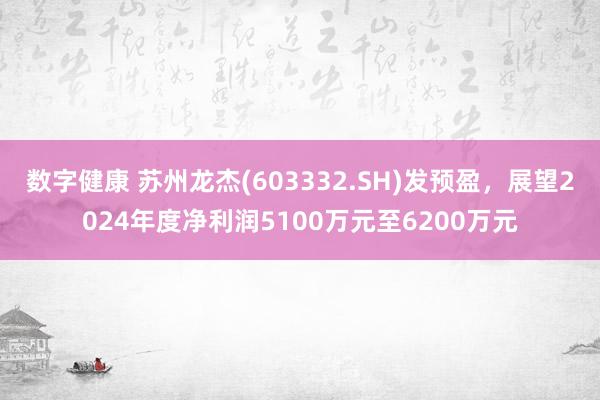 数字健康 苏州龙杰(603332.SH)发预盈，展望2024年度净利润5100万元至6200万元