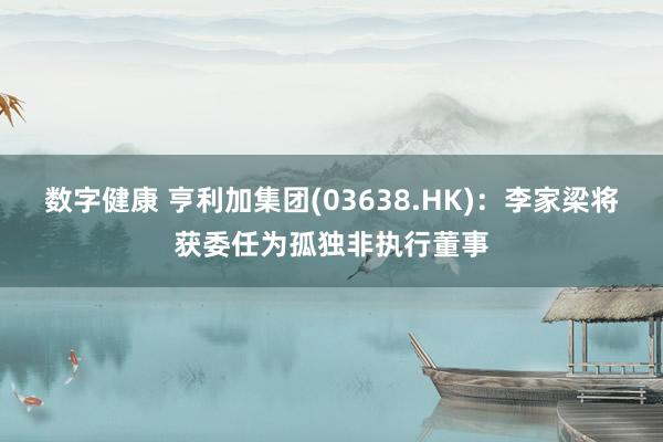 数字健康 亨利加集团(03638.HK)：李家梁将获委任为孤独非执行董事