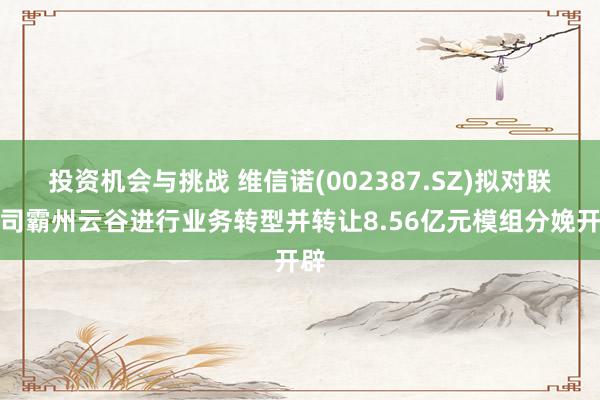 投资机会与挑战 维信诺(002387.SZ)拟对联公司霸州云谷进行业务转型并转让8.56亿元模组分娩开辟