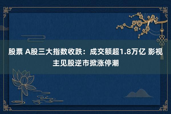 股票 A股三大指数收跌：成交额超1.8万亿 影视主见股逆市掀涨停潮