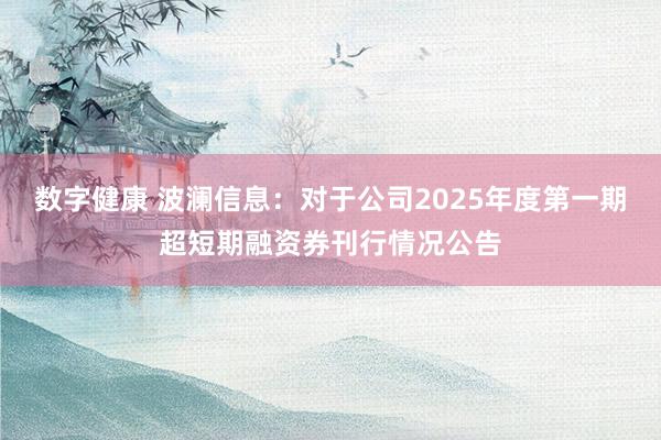 数字健康 波澜信息：对于公司2025年度第一期超短期融资券刊行情况公告