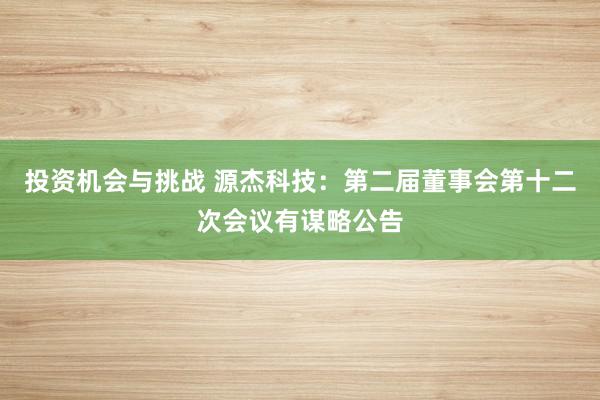 投资机会与挑战 源杰科技：第二届董事会第十二次会议有谋略公告