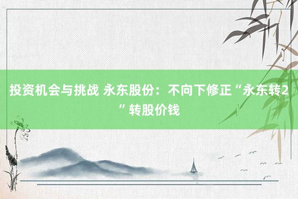 投资机会与挑战 永东股份：不向下修正“永东转2”转股价钱