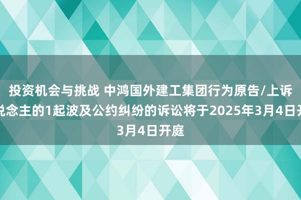 投资机会与挑战 中鸿国外建工集团行为原告/上诉东说念主的1起波及公约纠纷的诉讼将于2025年3月4日开庭