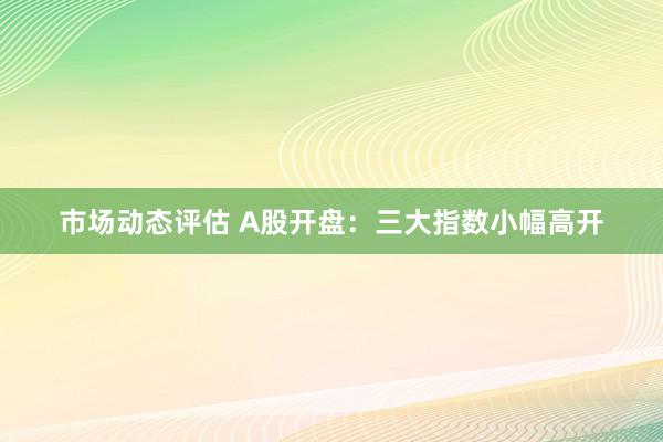 市场动态评估 A股开盘：三大指数小幅高开