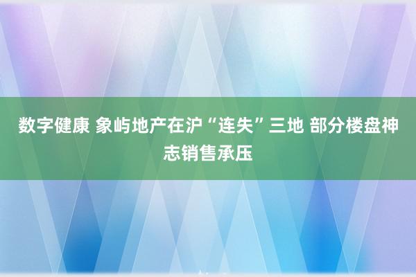 数字健康 象屿地产在沪“连失”三地 部分楼盘神志销售承压