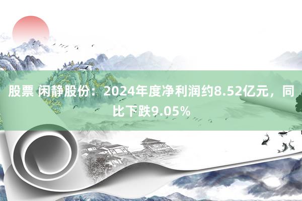 股票 闲静股份：2024年度净利润约8.52亿元，同比下跌9.05%