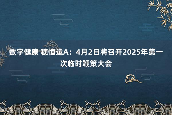 数字健康 穗恒运A：4月2日将召开2025年第一次临时鞭策大会